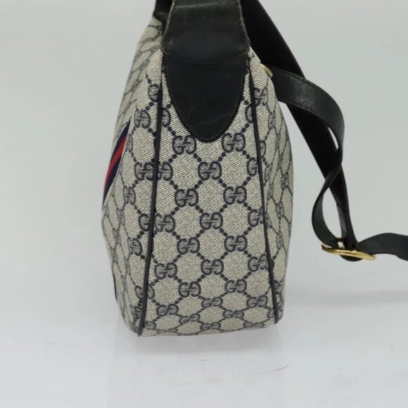 GUCCI GG Supreme Sherry Line Shoulder Bag PVC Navy Gold 10 2 8840 Auth 127091 - Picture 6 of 16